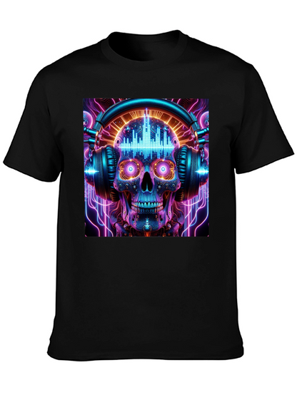 Camiseta Negra Calavera DJ Neón