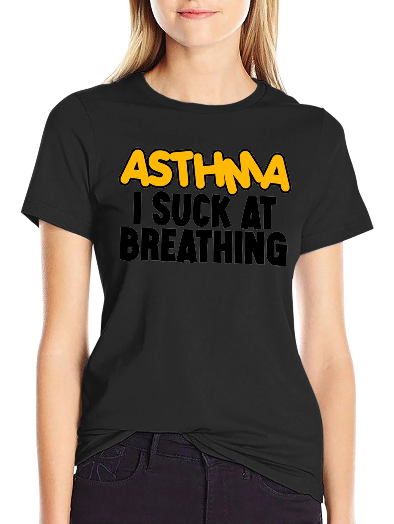 Camiseta Negra Asma - Humor Respiratorio