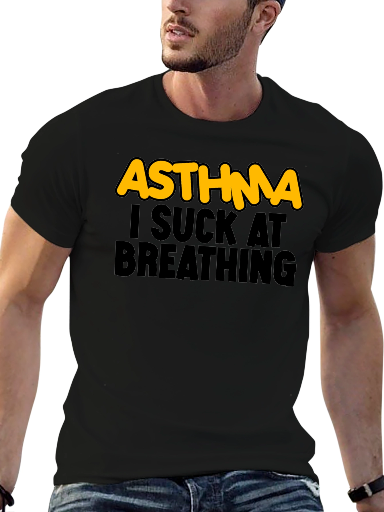 Camiseta Negra Asma - Humor Respiratorio