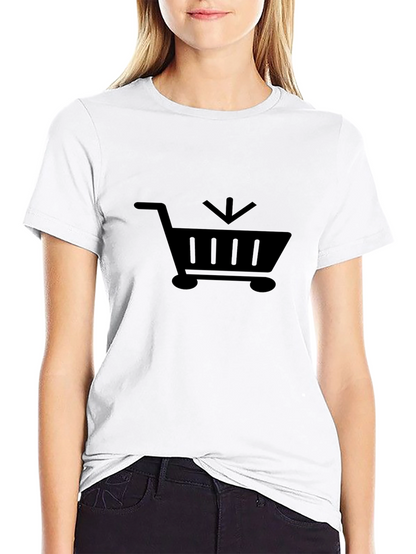 Camiseta Negra con Diseño de Carrito de Compras