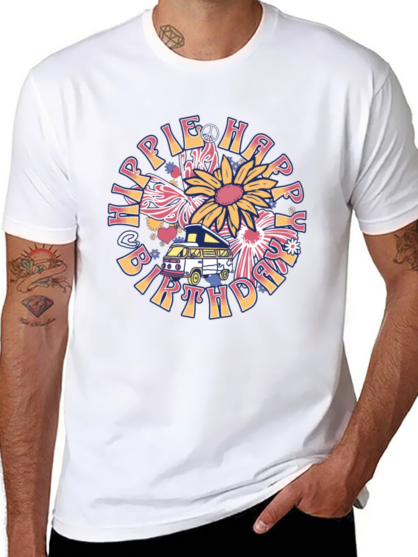Camiseta Hippie Happy Birthday