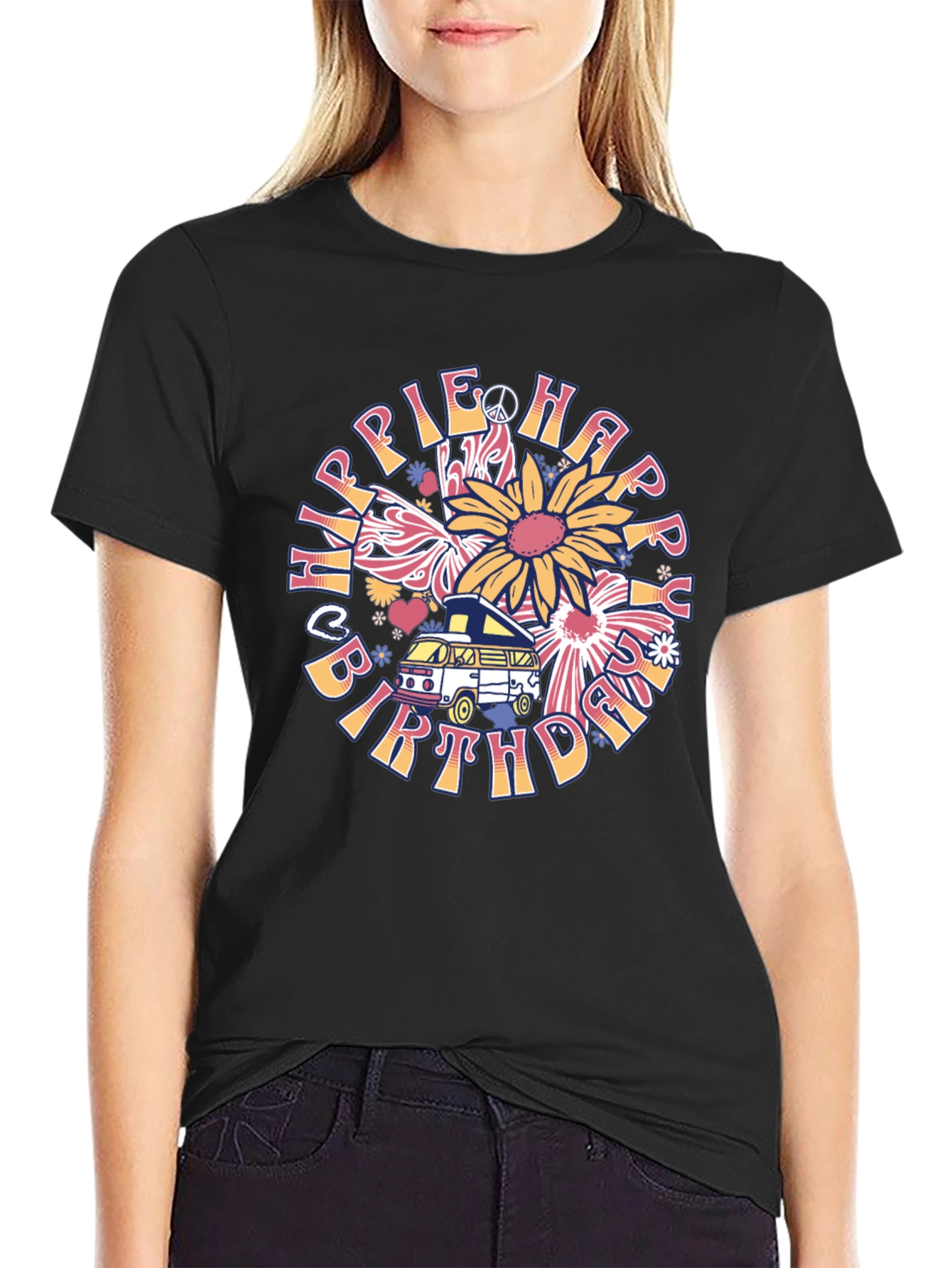 Camiseta Hippie Happy Birthday