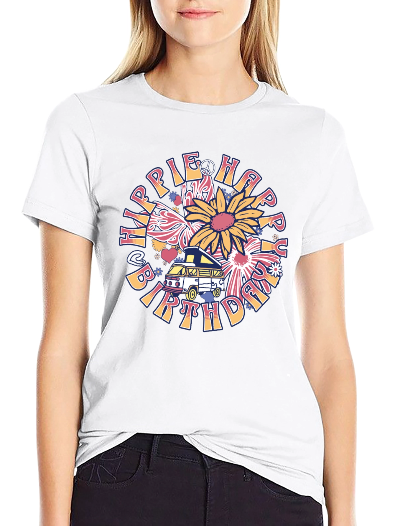 Camiseta Hippie Happy Birthday