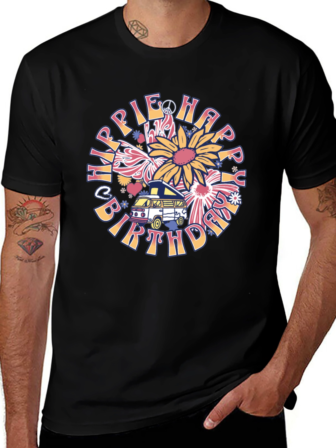 Camiseta Hippie Happy Birthday