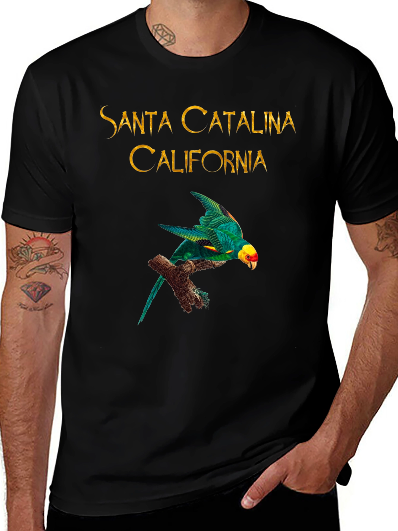 Camiseta Negra Santa Catalina California Parrot