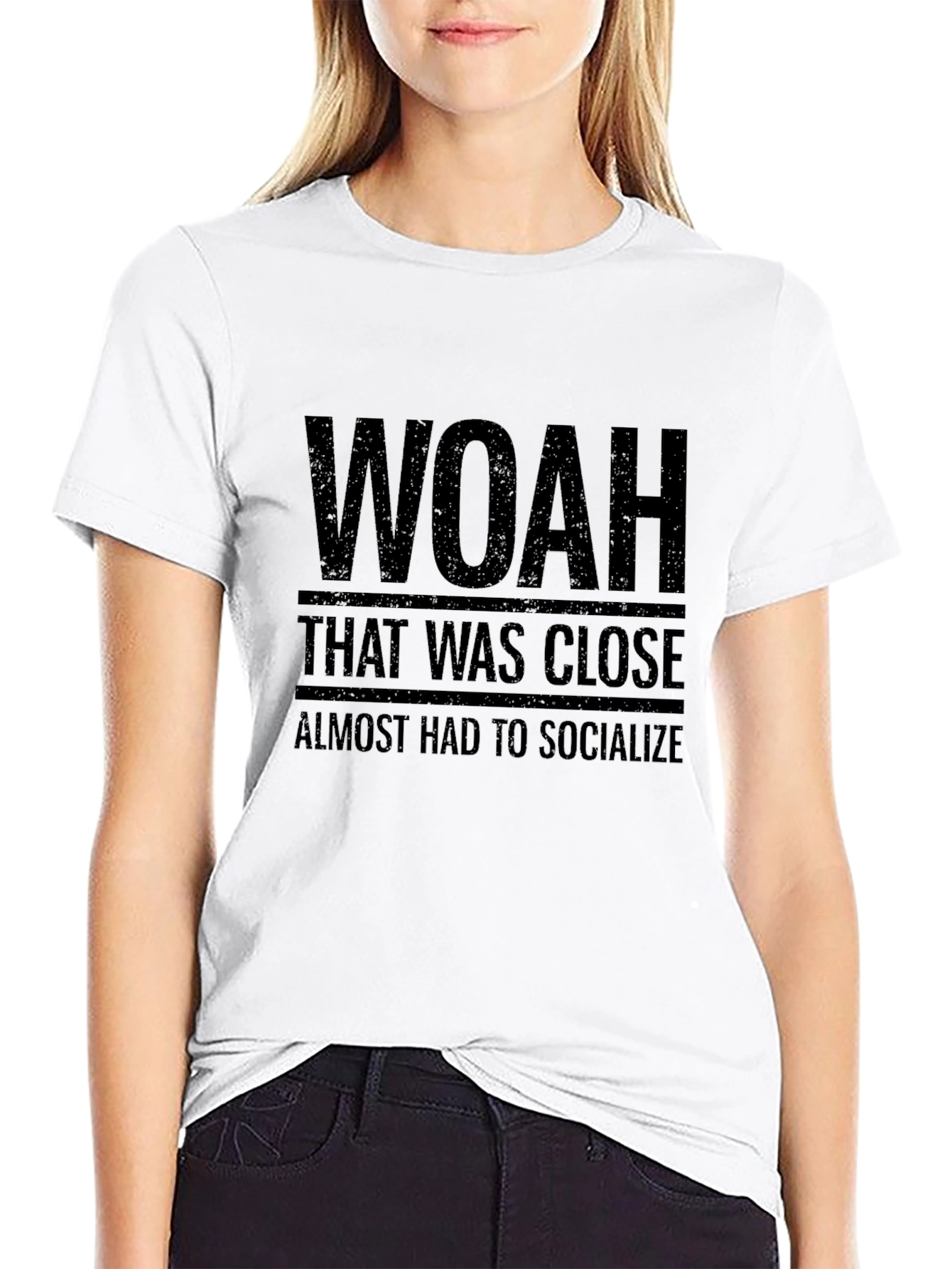Camiseta Negra Woah That Was Close Divertida Anti-Social