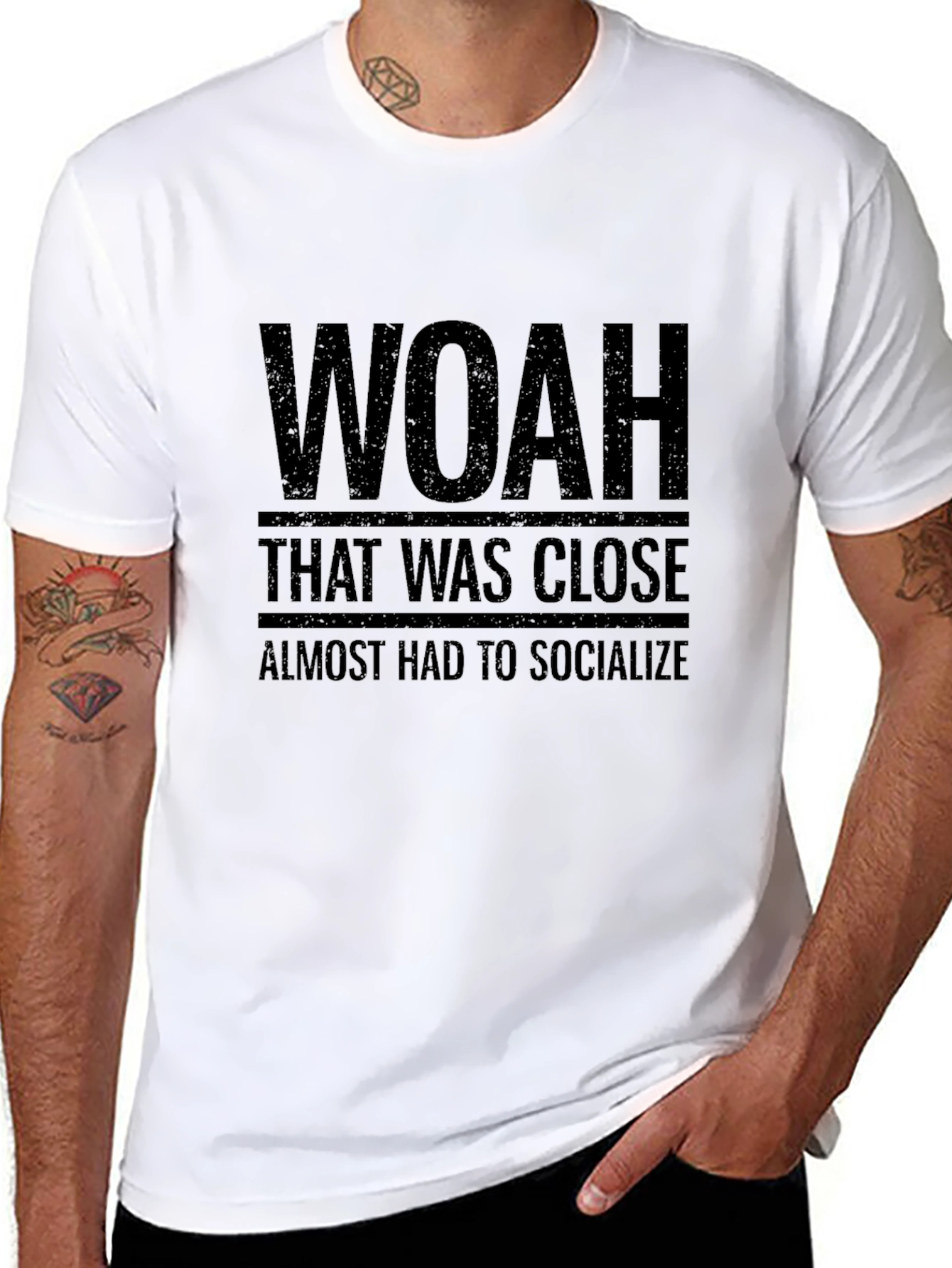 Camiseta Negra Woah That Was Close Divertida Anti-Social