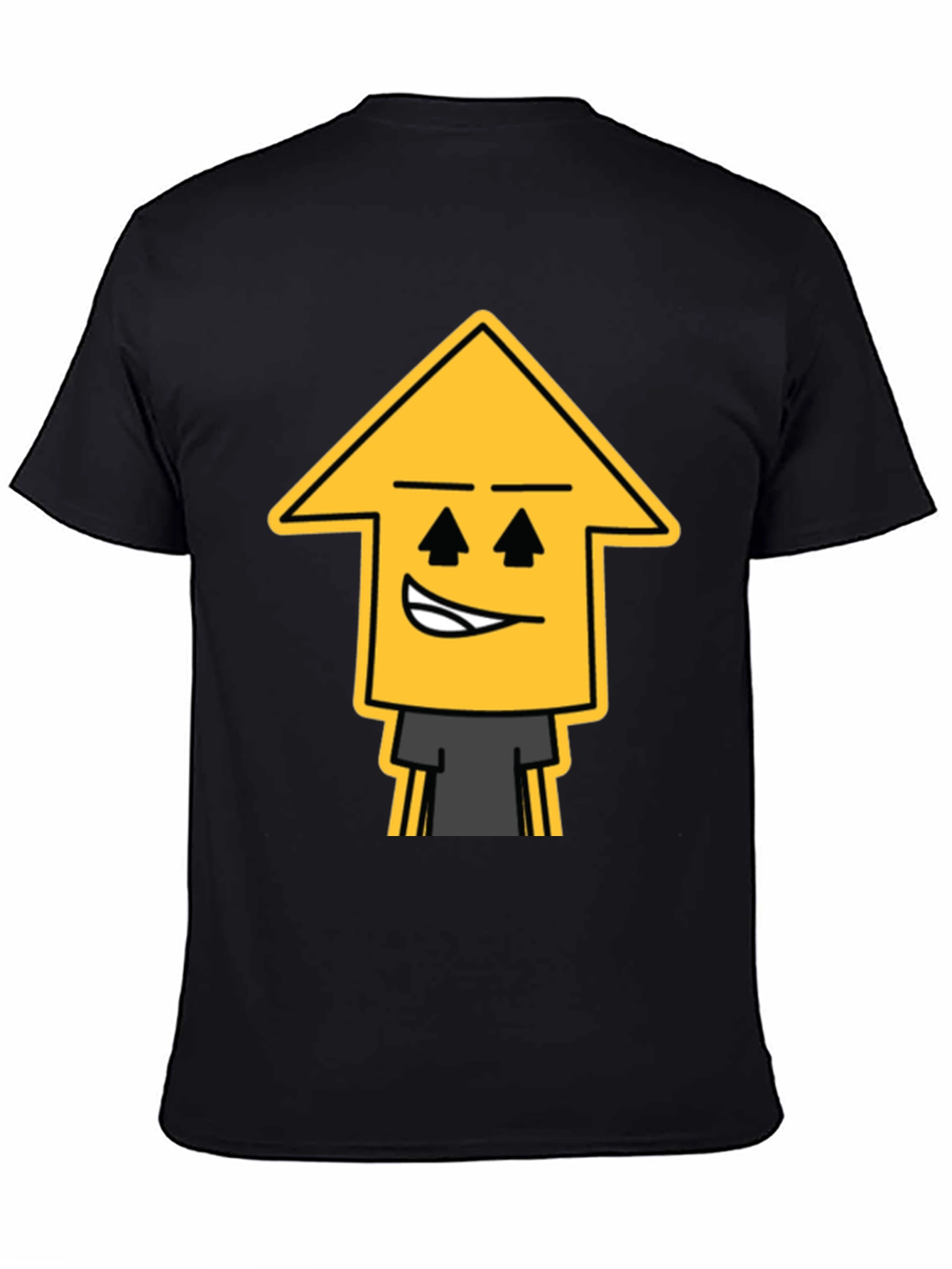 Camiseta Negra con Diseño de Flecha Sonriente