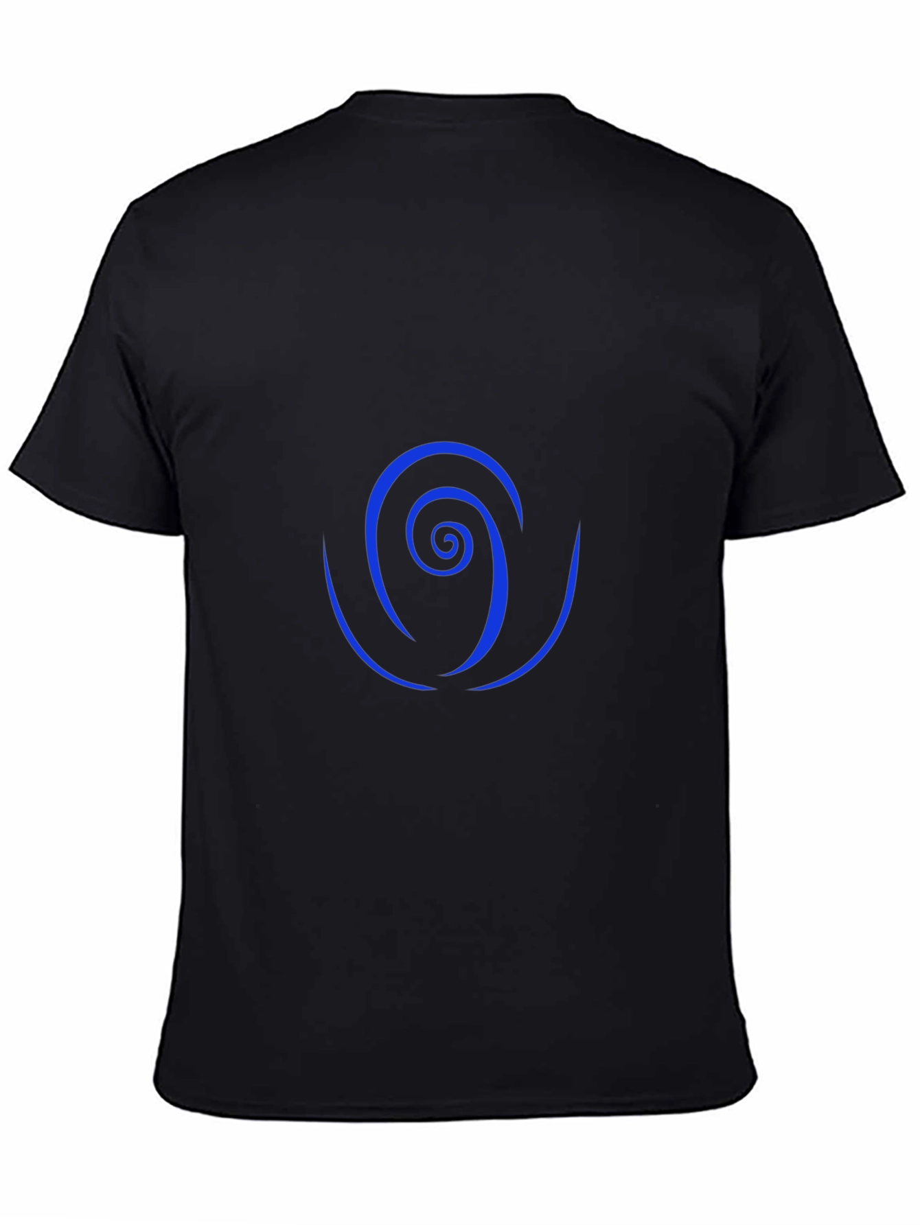 Camiseta Negra con Diseño Espiral Azul
