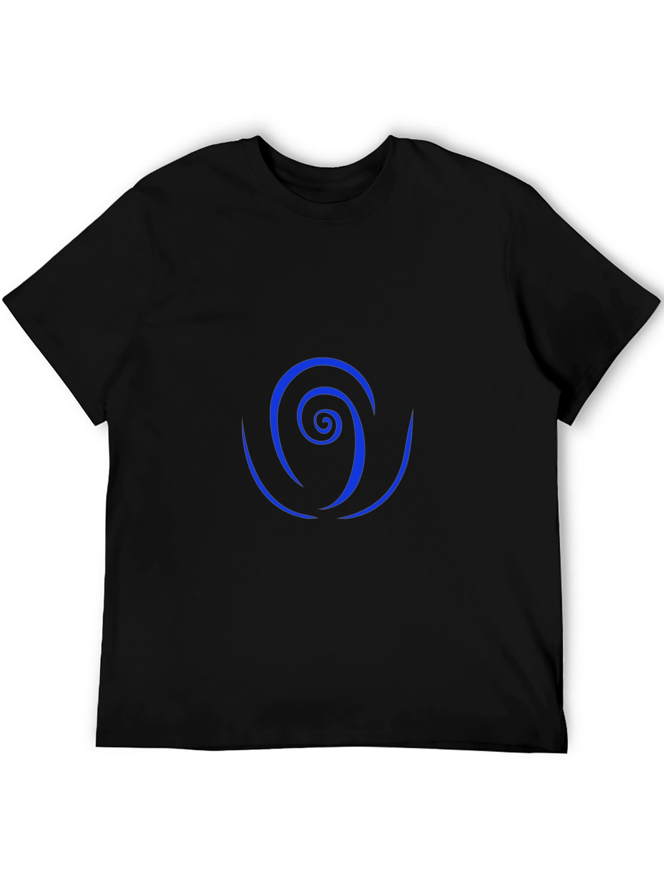 Camiseta Negra con Diseño Espiral Azul