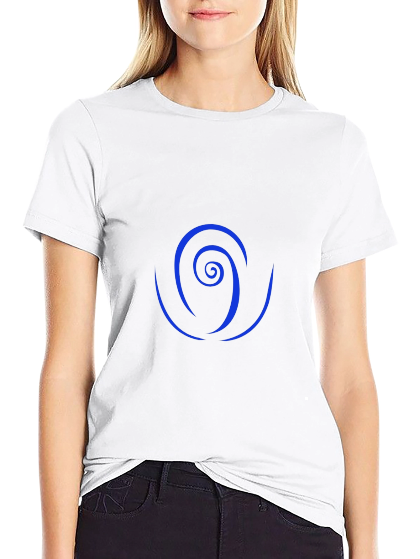 Camiseta Negra con Diseño Espiral Azul