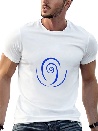 Camiseta Negra con Diseño Espiral Azul