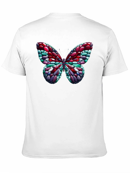Camiseta Negra con Mariposa de Diseño Abstracto