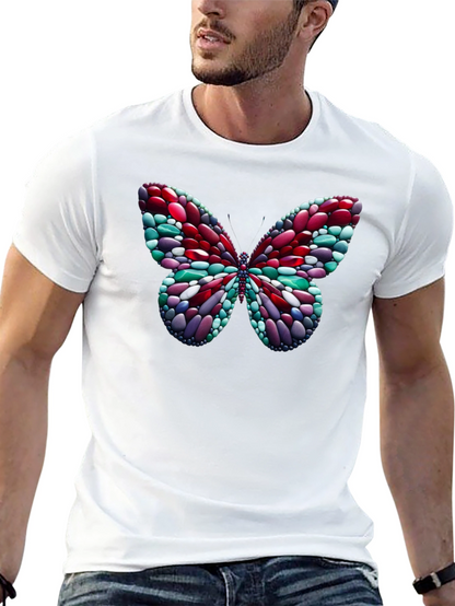 Camiseta Negra con Mariposa de Diseño Abstracto