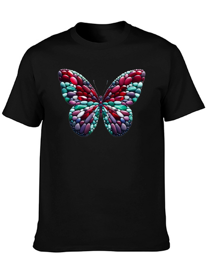 Camiseta Negra con Mariposa de Diseño Abstracto