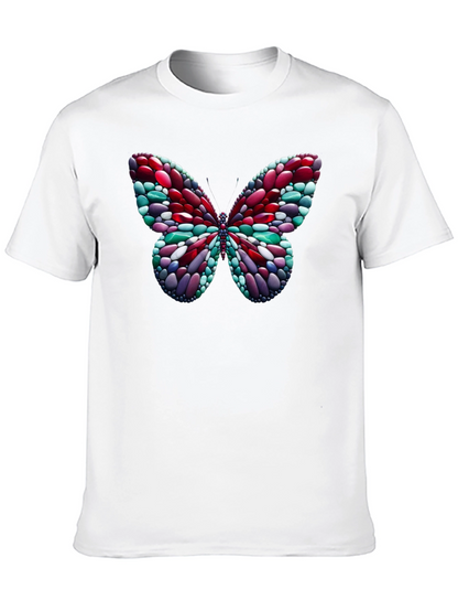 Camiseta Negra con Mariposa de Diseño Abstracto