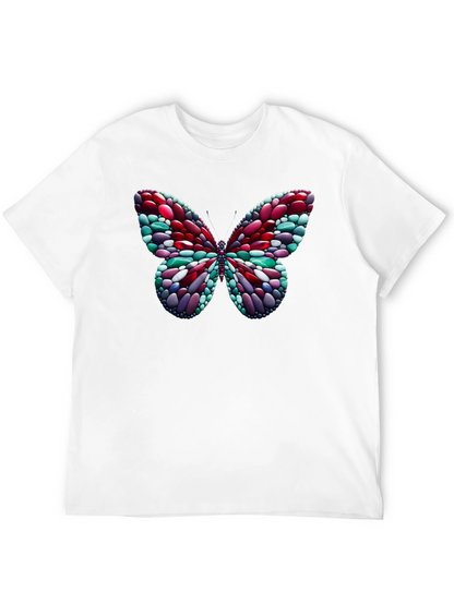 Camiseta Negra con Mariposa de Diseño Abstracto
