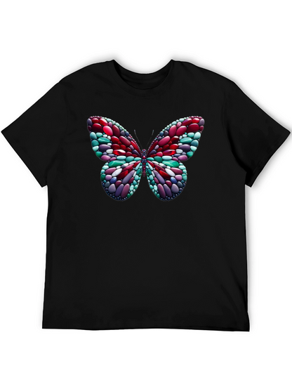 Camiseta Negra con Mariposa de Diseño Abstracto