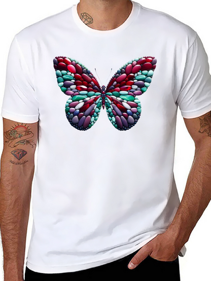 Camiseta Negra con Mariposa de Diseño Abstracto