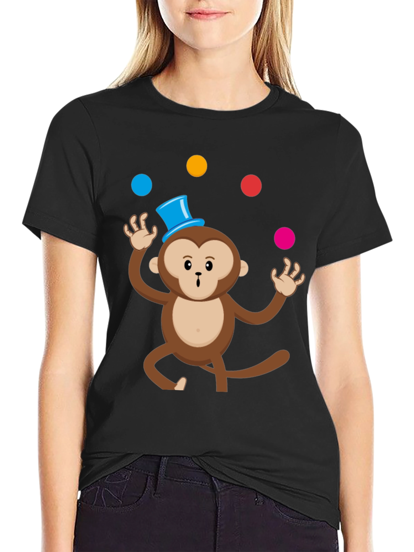 Camiseta Negra con Mono Malabarista