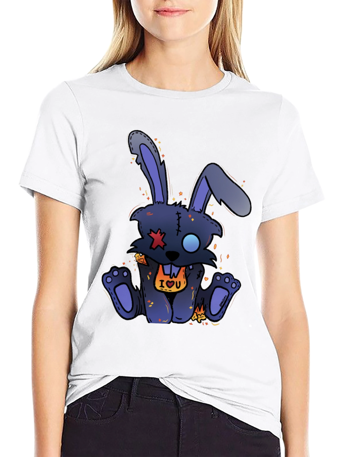 Camiseta Negra Conejo Punk IOU