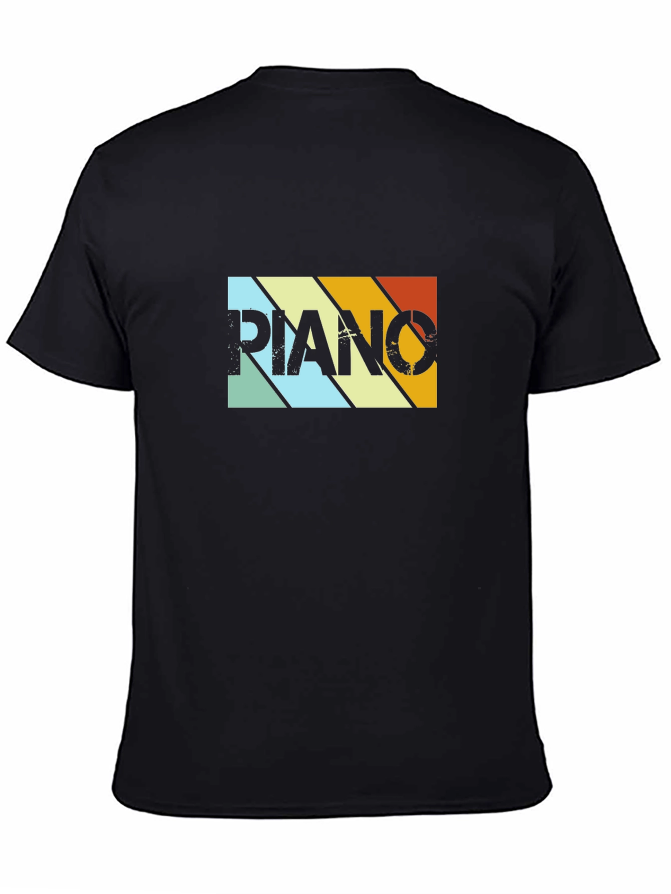 Camiseta Negra Retro Piano para Hombre