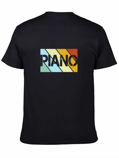 Camiseta Negra Retro Piano para Hombre
