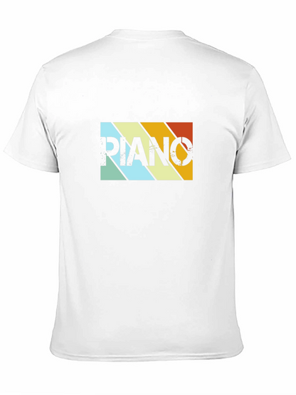 Camiseta Negra Retro Piano para Hombre