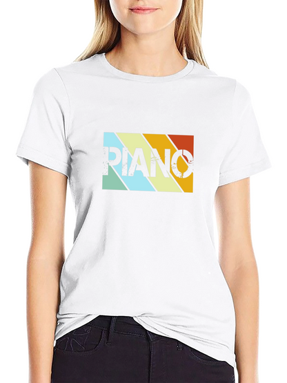 Camiseta Negra Retro Piano para Hombre