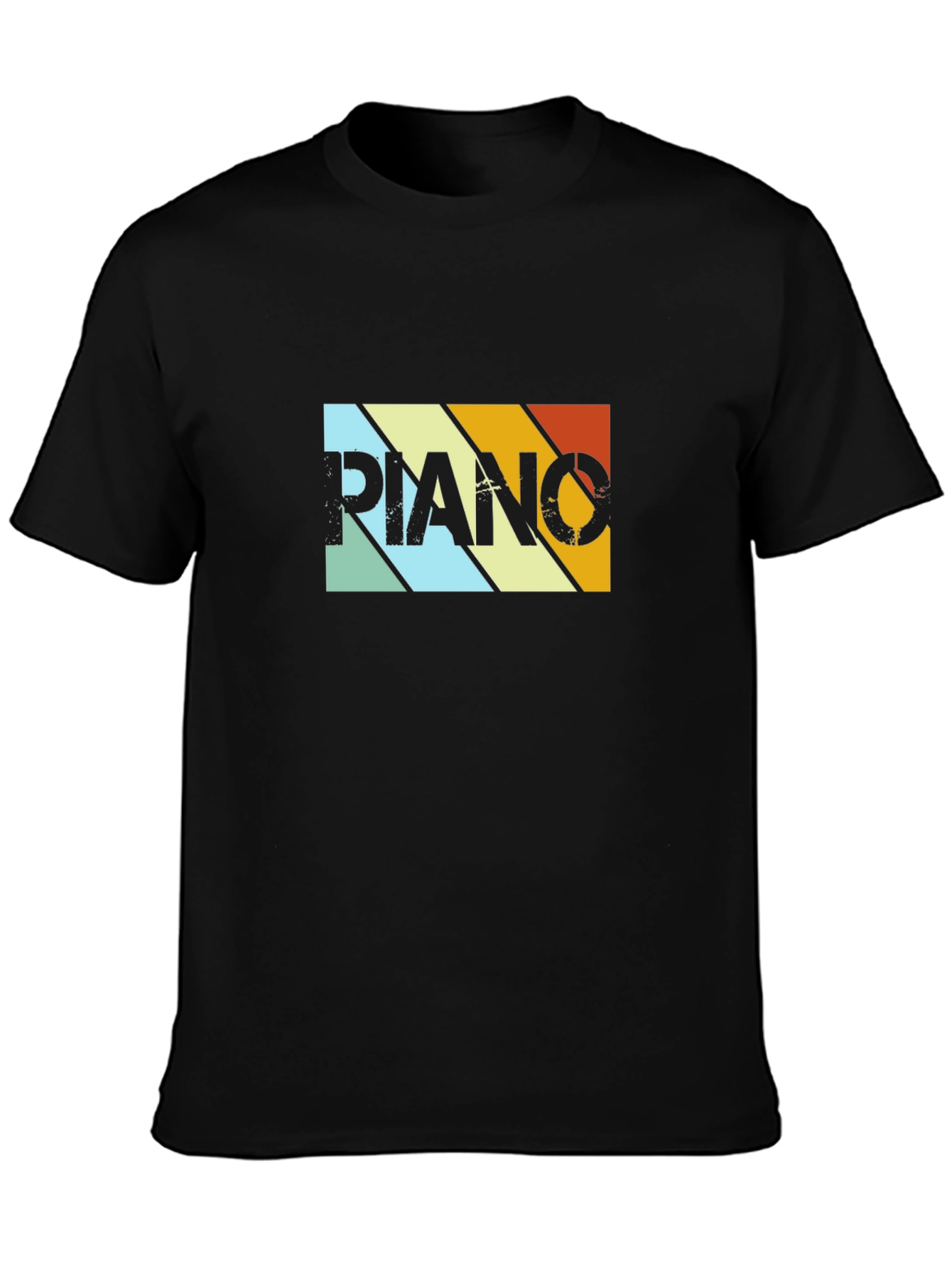Camiseta Negra Retro Piano para Hombre