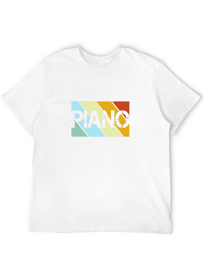 Camiseta Negra Retro Piano para Hombre
