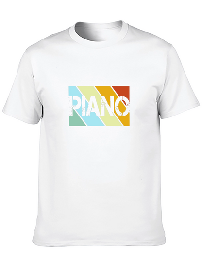 Camiseta Negra Retro Piano para Hombre