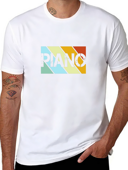 Camiseta Negra Retro Piano para Hombre