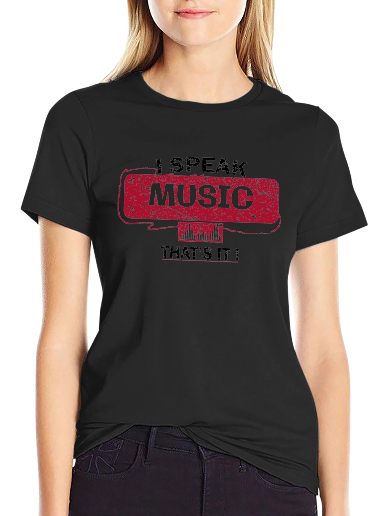 Camiseta Negra I Speak Music Thats It!