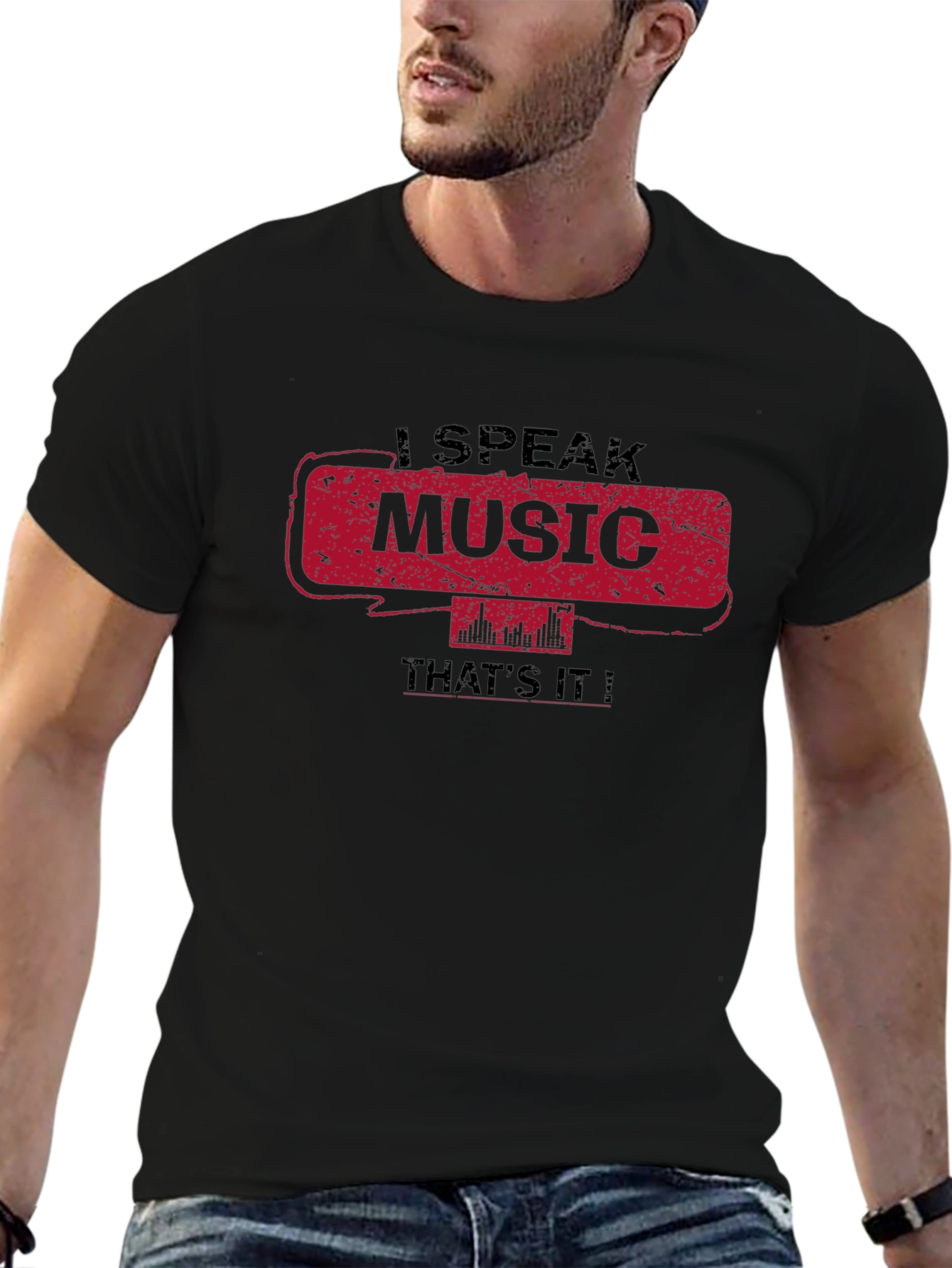 Camiseta Negra I Speak Music Thats It!