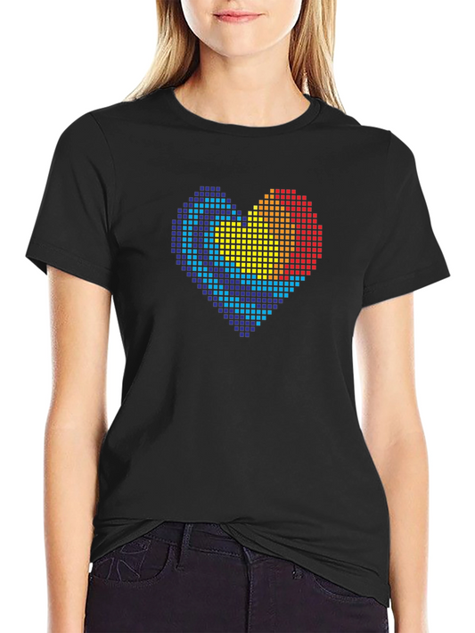 Camiseta Negra Corazón Pixelado Colorado