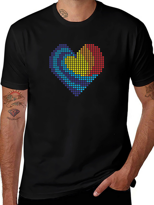 Camiseta Negra Corazón Pixelado Colorado