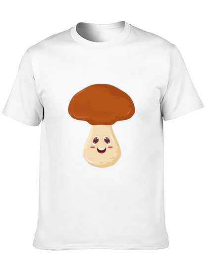 Camiseta Negra con Diseño de Hongo Feliz