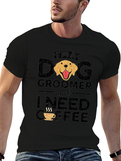 Camiseta Dog Groomer Necesito Café - Diseño Divertido