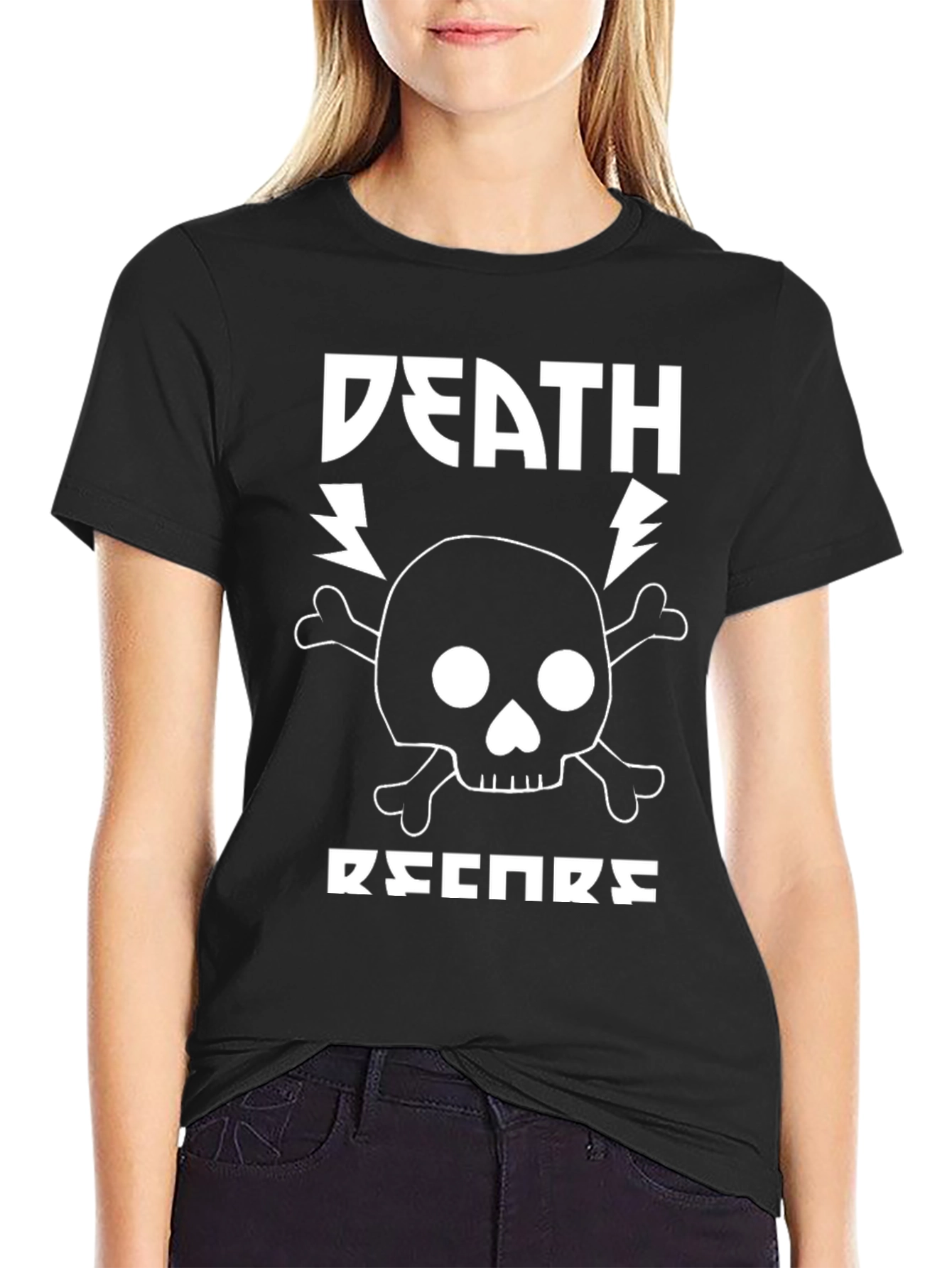 Camiseta Negra Death Records Estilo Rock