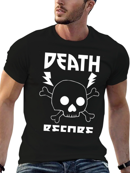 Camiseta Negra Death Records Estilo Rock