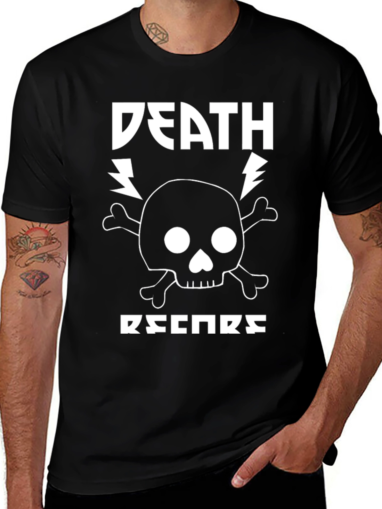 Camiseta Negra Death Records Estilo Rock