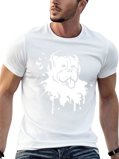 Camiseta Negra con Diseño de Bulldog con Auriculares