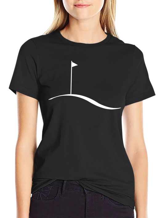 Camiseta Negra con Diseño de Campo de Golf Minimalista