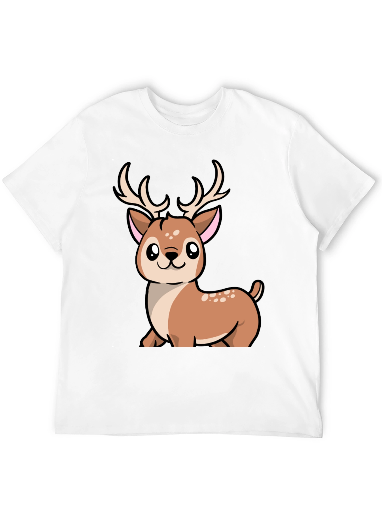 Camiseta Negra con Diseño de Ciervo Kawaii