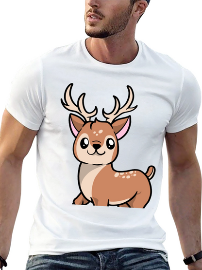 Camiseta Negra con Diseño de Ciervo Kawaii