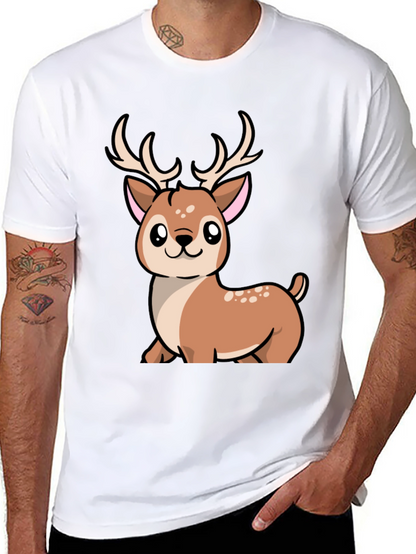 Camiseta Negra con Diseño de Ciervo Kawaii