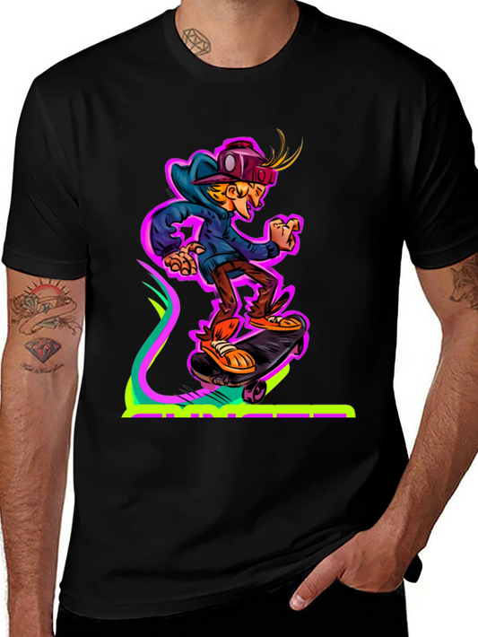 Camiseta Negra con Diseño de Skater Virtual