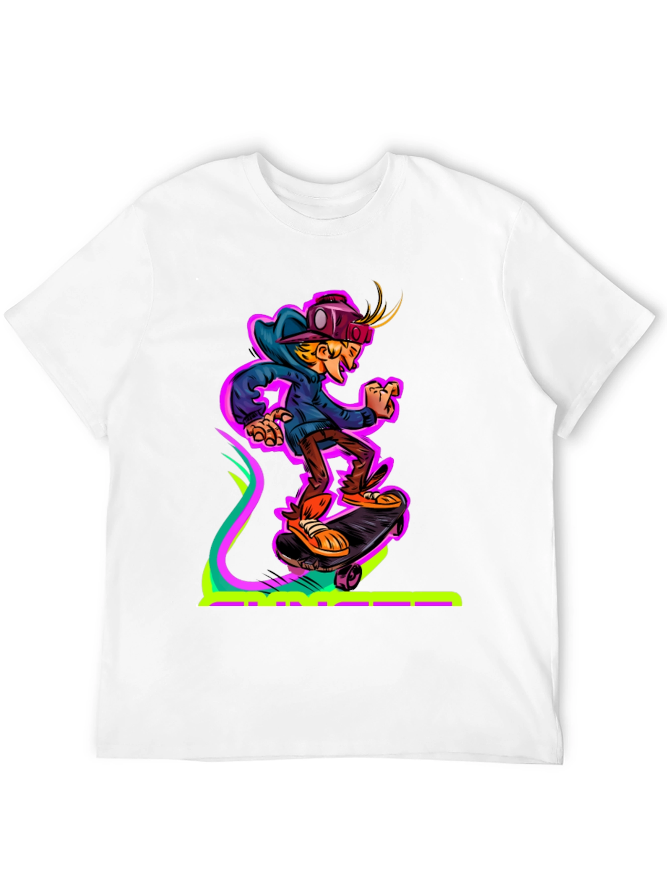 Camiseta Negra con Diseño de Skater Virtual