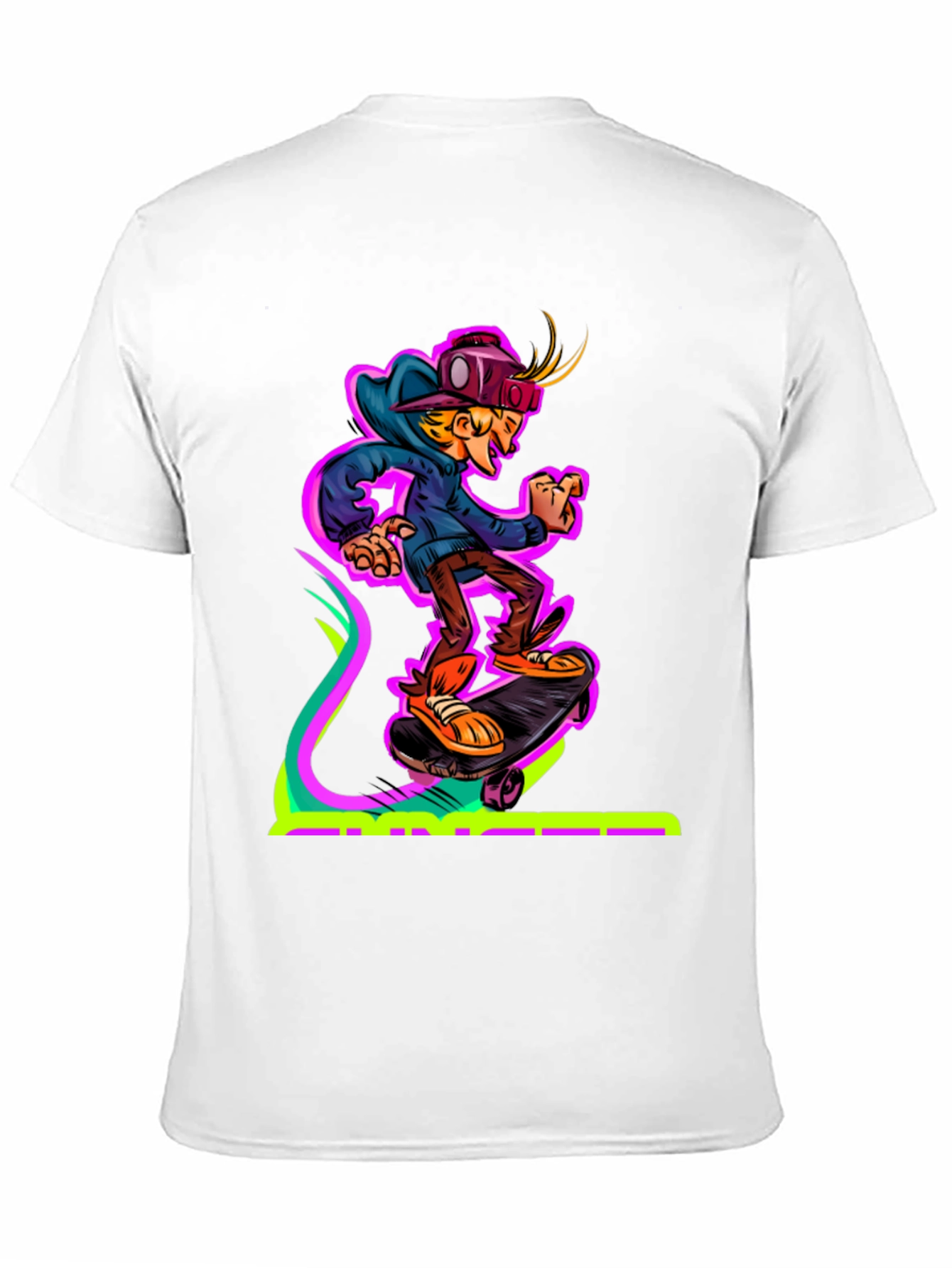 Camiseta Negra con Diseño de Skater Virtual